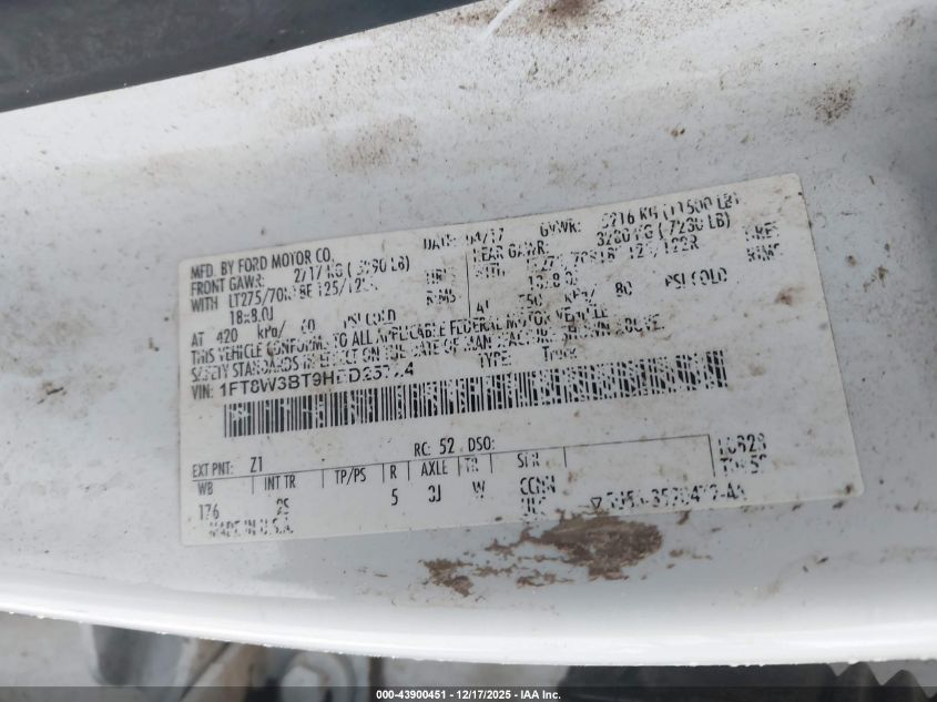 2017 Ford F-350 Xlt VIN: 1FT8W3BT9HED25724 Lot: 43900451