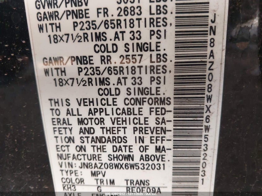 JN8AZ08WX6W532031 2006 NISSAN MURANO photo no. 9