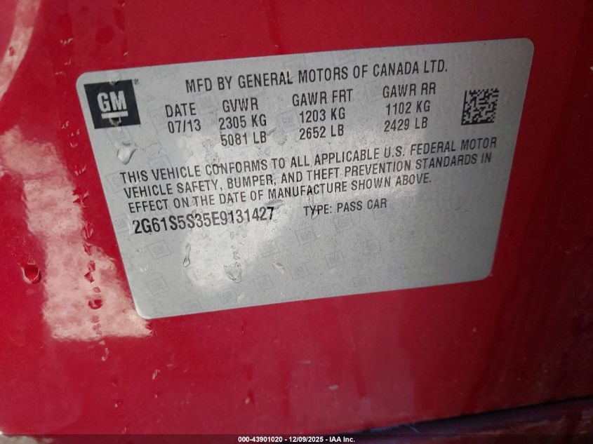 2014 Cadillac Xts Platinum VIN: 2G61S5S35E9131427 Lot: 43901020