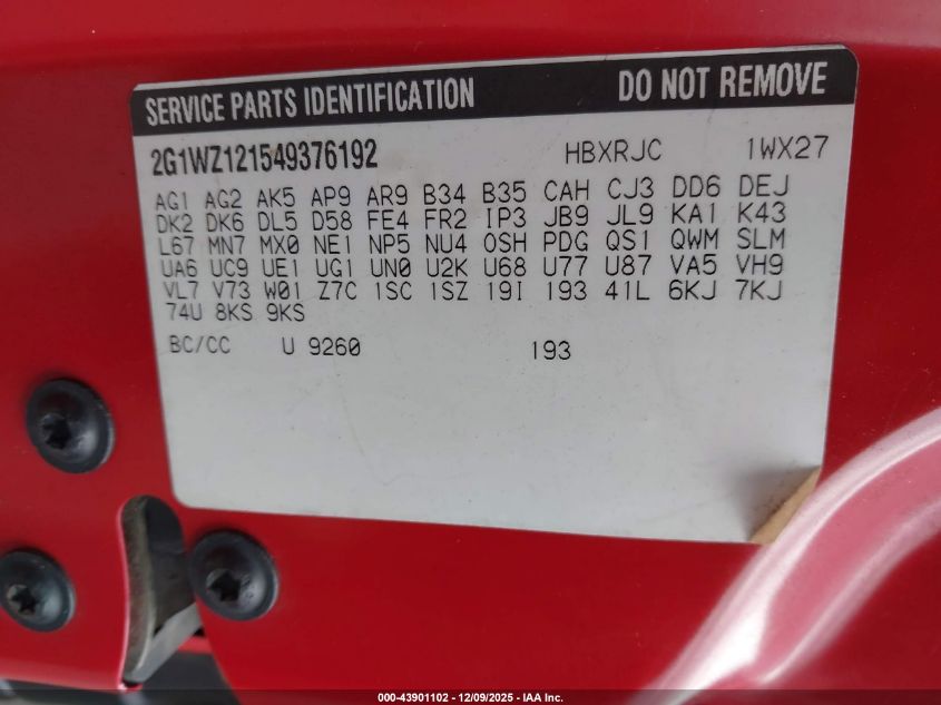 2004 Chevrolet Monte Carlo Supercharged Ss VIN: 2G1WZ121549376192 Lot: 43901102