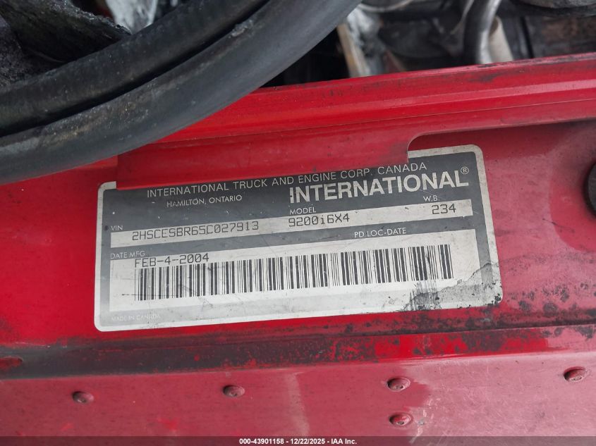 2005 International 9200 9200I VIN: 2HSCESBR65C027913 Lot: 43901158