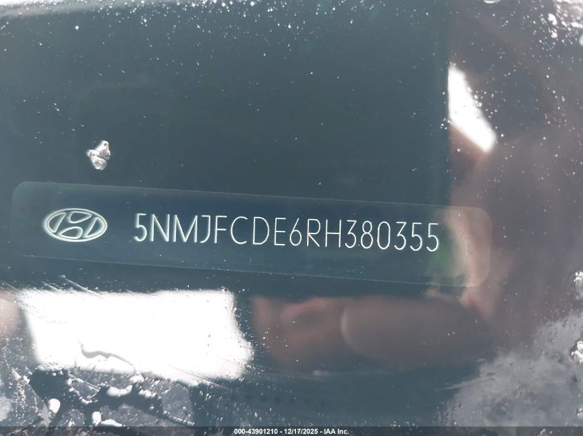2024 Hyundai Tucson Sel VIN: 5NMJFCDE6RH380355 Lot: 43901210