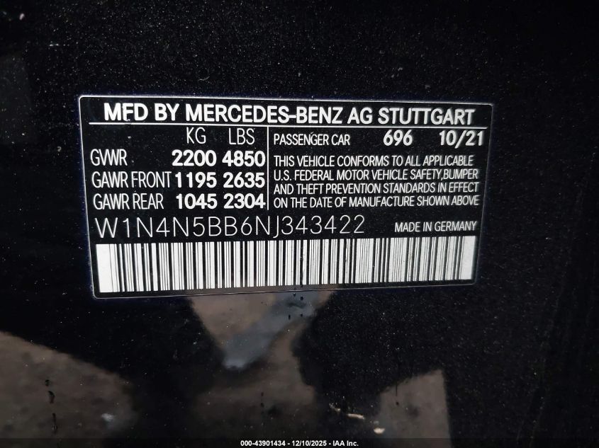 2022 Mercedes-Benz Amg Gla 35 4Matic VIN: W1N4N5BB6NJ343422 Lot: 43901434