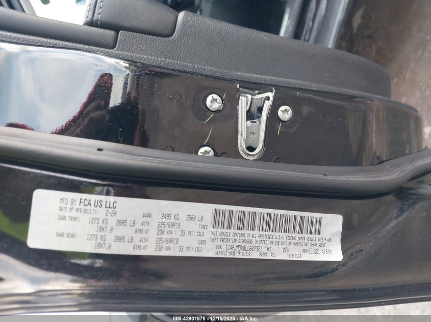 2020 Jeep Cherokee Limited 4X4 VIN: 1C4PJMDX8LD607321 Lot: 43901575