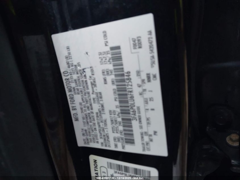 2015 Ford Fusion Hybrid Se VIN: 3FA6P0LU6FR125846 Lot: 43901720