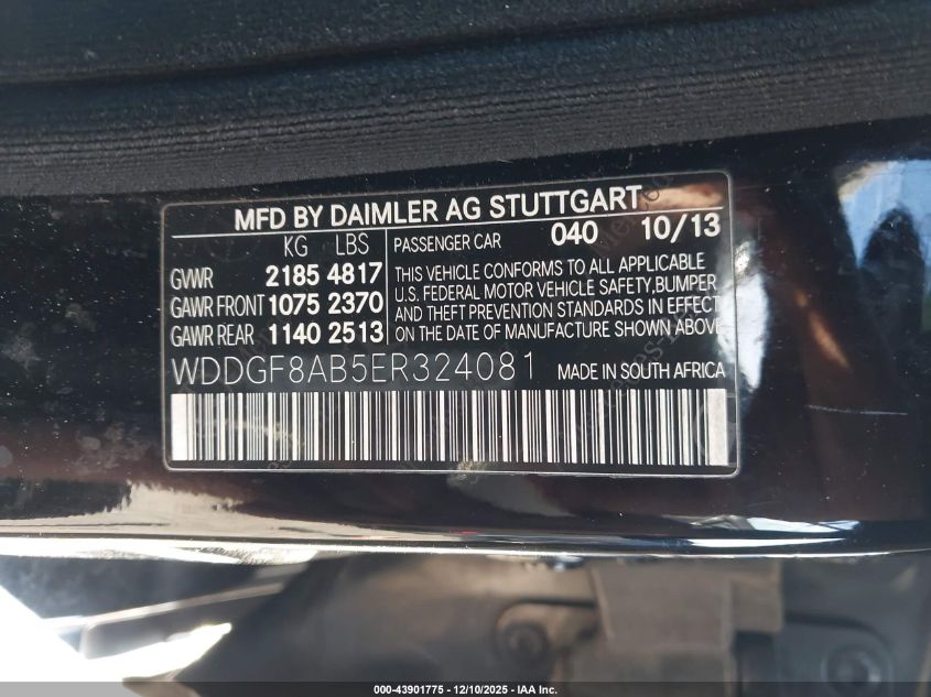 2014 Mercedes-Benz C 300 Sport 4Matic VIN: WDDGF8AB5ER324081 Lot: 43901775