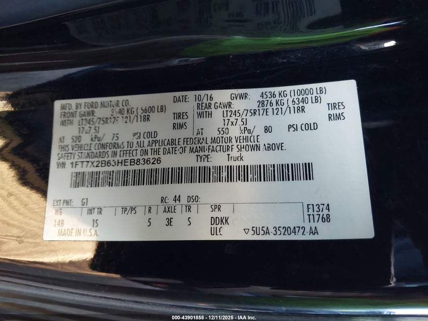 1FT7X2B63HEB83626 2017 FORD F250 photo no. 9