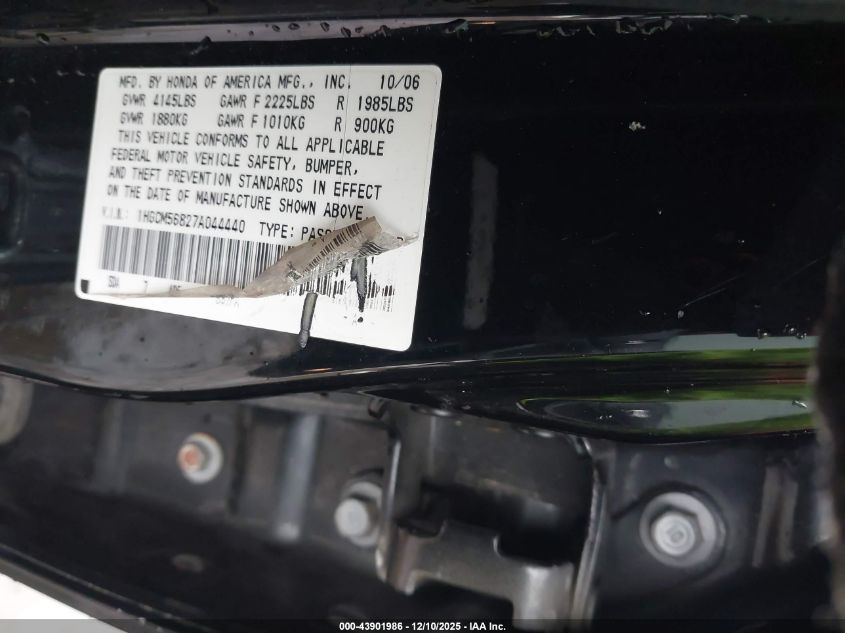 2007 Honda Accord 2.4 Ex VIN: 1HGCM56827A044440 Lot: 43901986