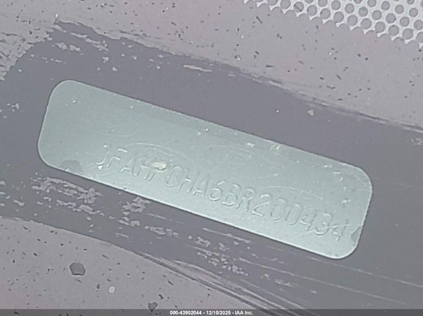 2011 Ford Fusion Se VIN: 3FAHP0HA6BR200434 Lot: 43902044