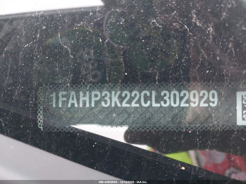 2012 Ford Focus Se VIN: 1FAHP3K22CL302929 Lot: 43902055