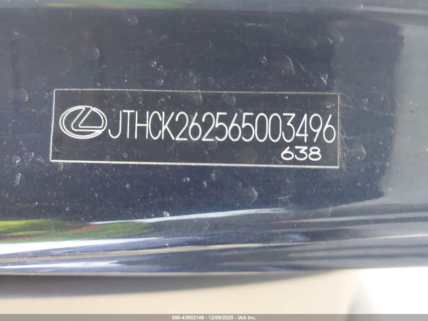 2006 Lexus Is 250 VIN: JTHCK262565003496 Lot: 43902146