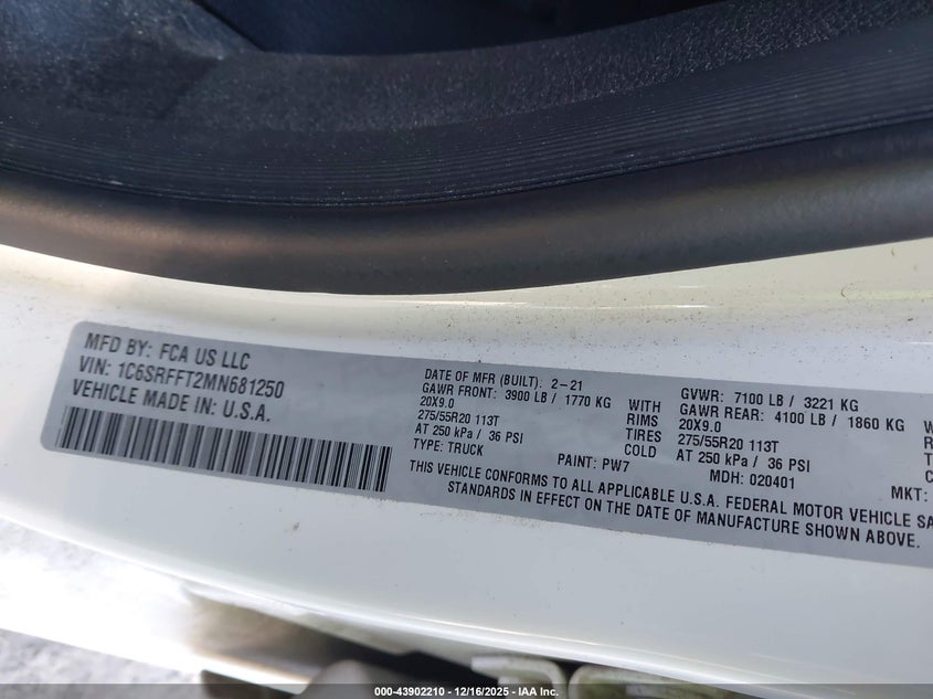 1C6SRFFT2MN681250 2021 RAM 1500 photo no. 9