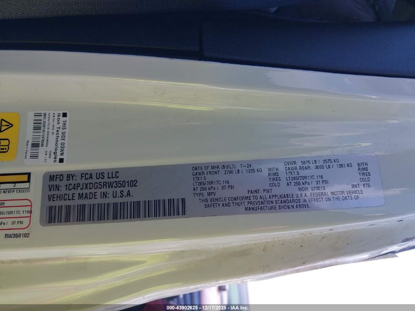 2024 Jeep Wrangler 4-Door Willys 4X4 VIN: 1C4PJXDG5RW350102 Lot: 43902625