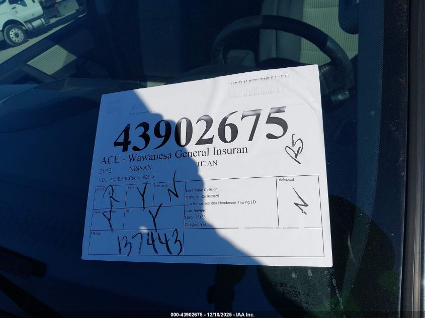 2012 Nissan Titan Pro-4X VIN: 1N6BA0EC6CN302518 Lot: 43902675