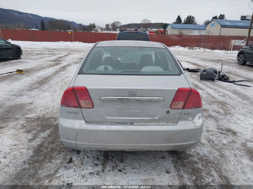 2001 Honda Civic Lx VIN: 2HGES165X1H567842 Lot: 43902759