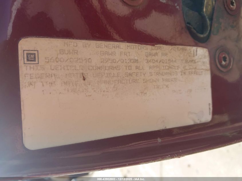 1989 Chevrolet Gmt-400 C1500 VIN: 1GCDC14Z2KZ231522 Lot: 43902803