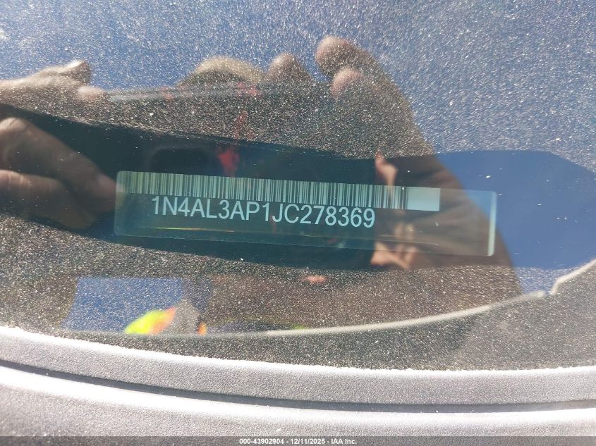 2018 Nissan Altima 2.5 Sr VIN: 1N4AL3AP1JC278369 Lot: 43902904