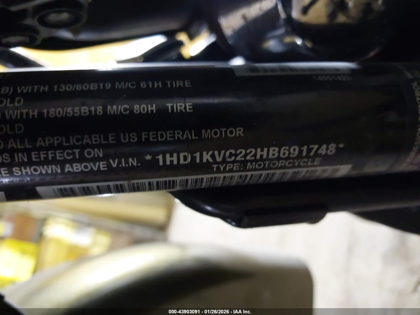 2017 Harley-Davidson Flhrxs VIN: 1HD1KVC22HB691748 Lot: 43903091