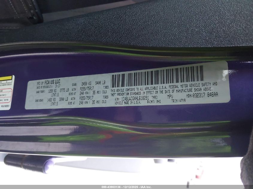 2017 Jeep Wrangler Unlimited Sport 4X4 VIN: 1C4BJWDGXHL618291 Lot: 43903136