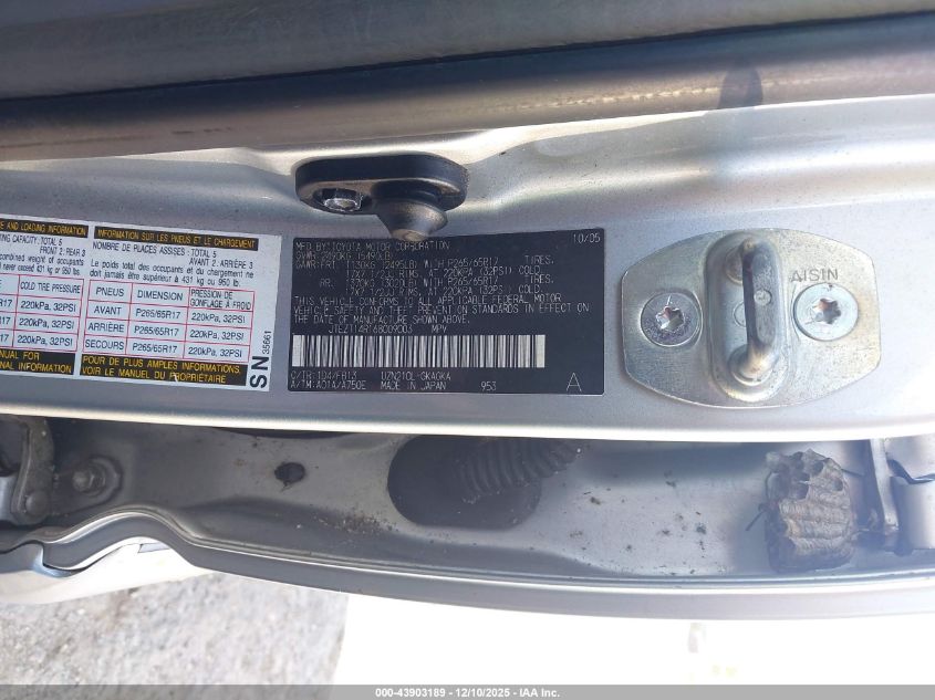 2006 Toyota 4Runner Sr5 Sport V8 VIN: JTEZT14R168009003 Lot: 43903189