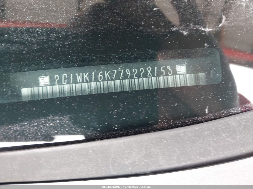 2007 Chevrolet Monte Carlo Lt VIN: 2G1WK16K779228153 Lot: 43903197