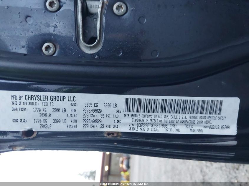 2013 Ram 1500 Express VIN: 1C6RR7FT9DS617809 Lot: 43903409