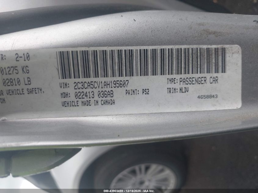 2010 Chrysler 300 Touring/Signature Series/Executive Series VIN: 2C3CA5CV1AH195607 Lot: 43903459