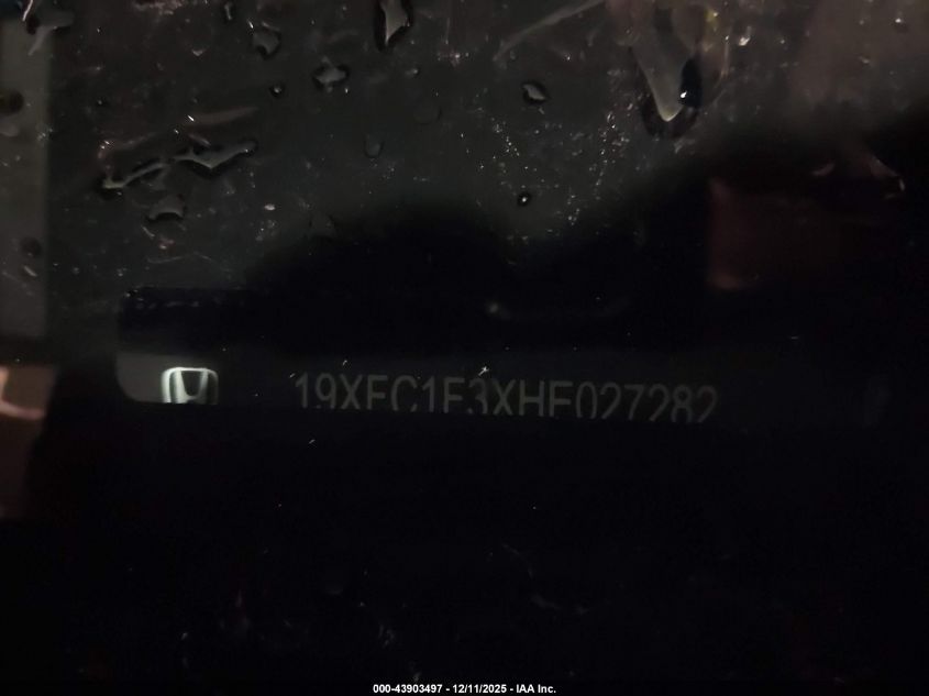 2017 Honda Civic Ex-T VIN: 19XFC1F3XHE027282 Lot: 43903497