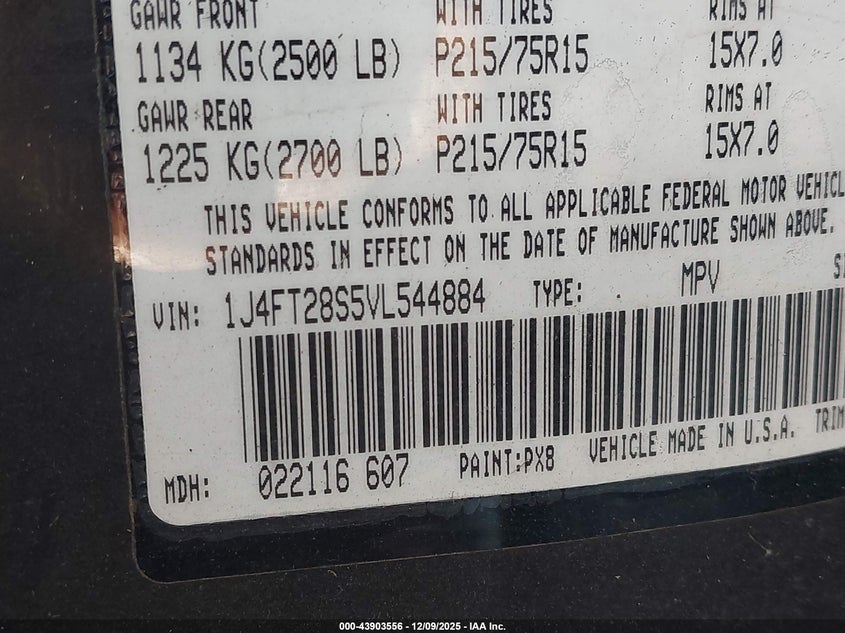 1J4FT28S5VL544884 1997 JEEP CHEROKEE photo no. 9
