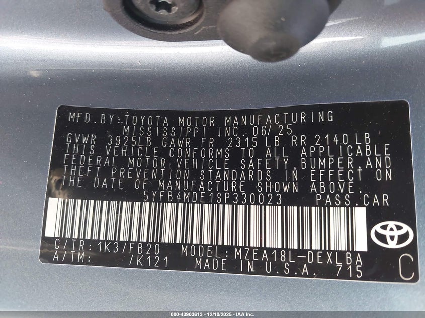 5YFB4MDE1SP330023 2025 TOYOTA COROLLA photo no. 9