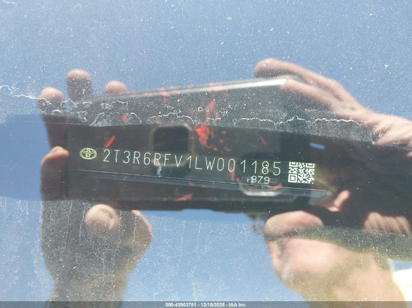 2020 Toyota Rav4 Hybrid Xle VIN: 2T3R6RFV1LW001185 Lot: 43903701