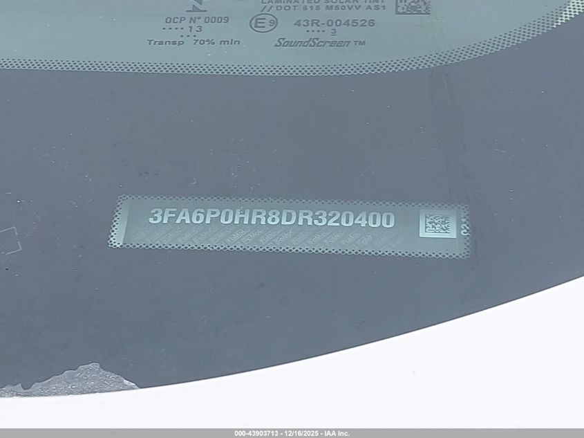 2013 Ford Fusion Se VIN: 3FA6P0HR8DR320400 Lot: 43903713