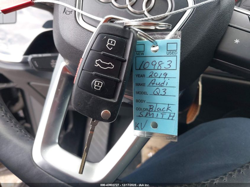 2019 Audi Q3 2.0T S Line Premium VIN: WA1DECF32K1086845 Lot: 43903727