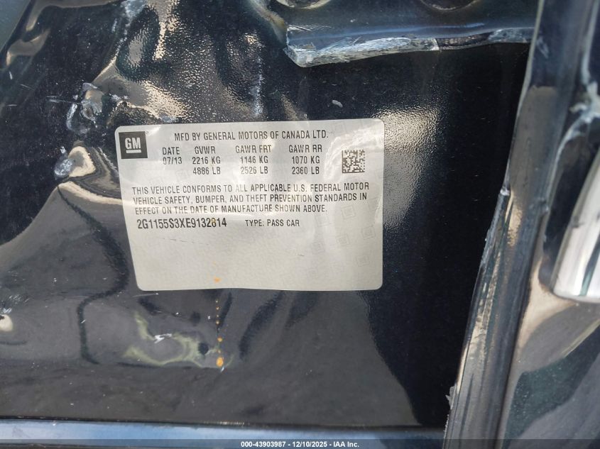 2014 Chevrolet Impala 2Lz VIN: 2G1155S3XE9132814 Lot: 43903987