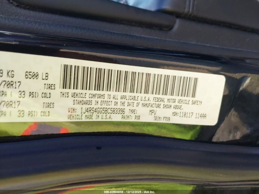 2011 Jeep Grand Cherokee Laredo VIN: 1J4RS4GG5BC583396 Lot: 43904058