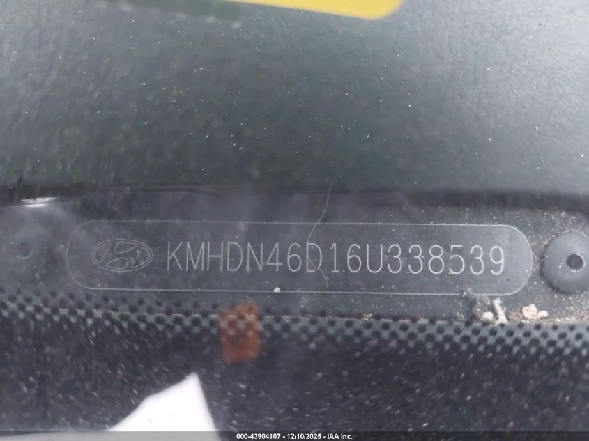 2006 Hyundai Elantra Gls/Limited VIN: KMHDN46D16U338539 Lot: 43904107