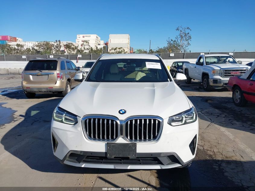 2022 BMW X3 xDrive30I VIN: 5UX53DP09N9K62661 Lot: 43904195