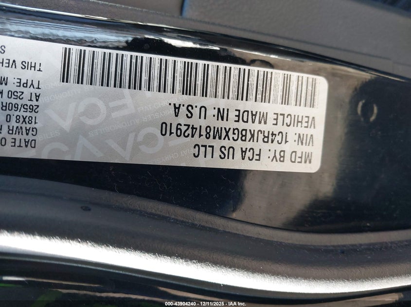 VIN 1C4RJKBGXM8142910 2021 JEEP GRAND CHEROKEE L LIMITED 4X4