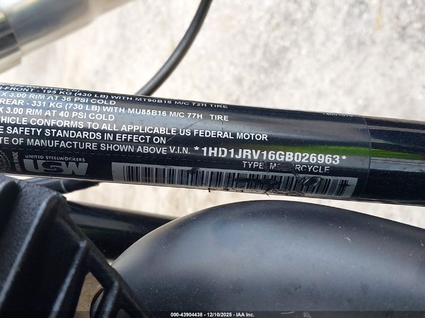 2016 Harley-Davidson Fls Softail Slim VIN: 1HD1JRV16GB026963 Lot: 43904438