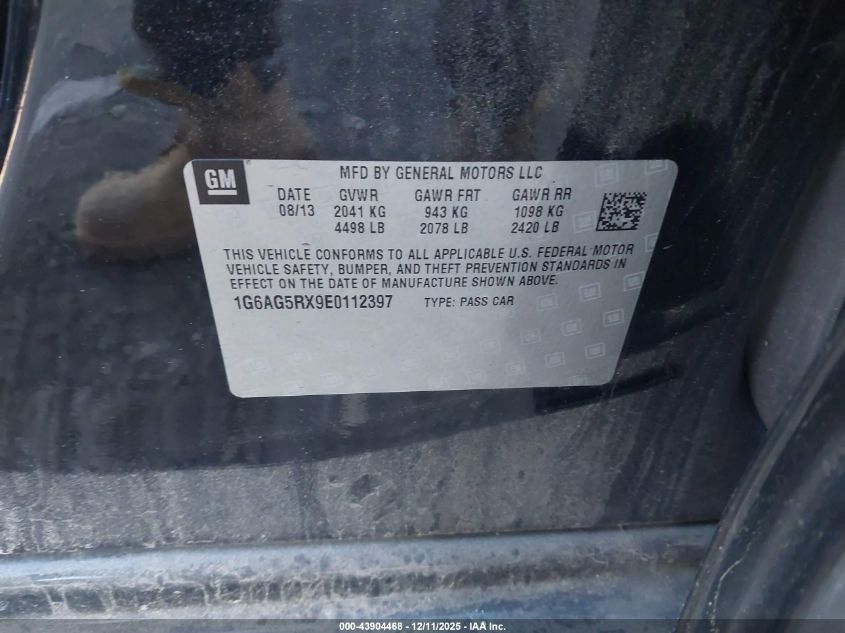 2014 Cadillac Ats Standard VIN: 1G6AG5RX9E0112397 Lot: 43904468