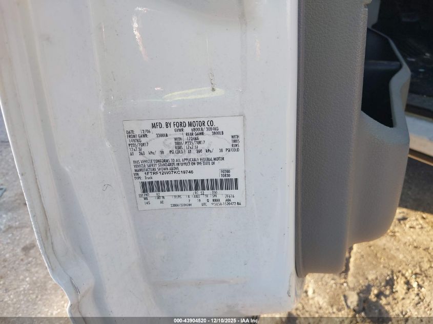 2007 Ford F-150 Stx/Xl/Xlt VIN: 1FTRF12W07KC19746 Lot: 43904520
