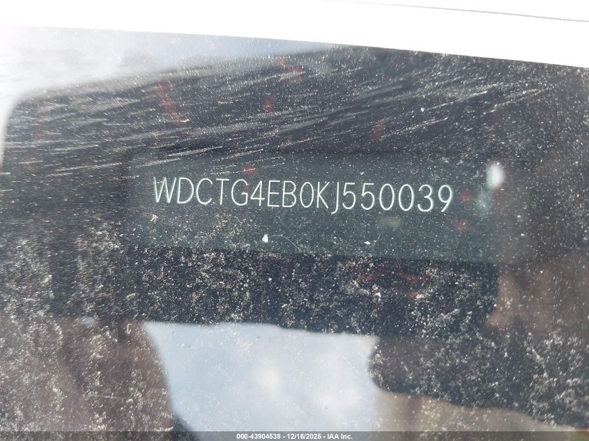 2019 Mercedes-Benz Gla 250 VIN: WDCTG4EB0KJ550039 Lot: 43904538