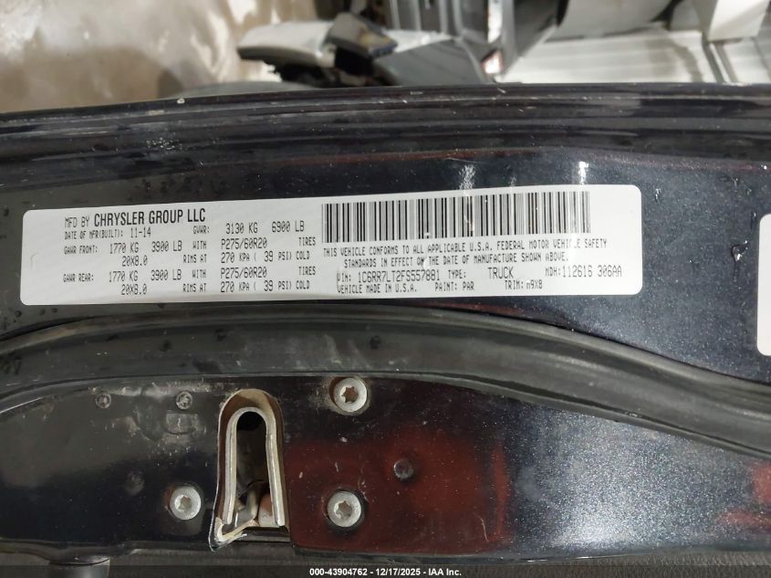 2015 Ram 1500 Big Horn VIN: 1C6RR7LT2FS557881 Lot: 43904762