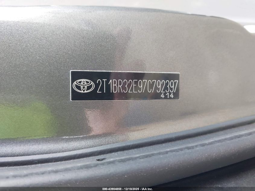 2007 Toyota Corolla Le VIN: 2T1BR32E97C792397 Lot: 43904858