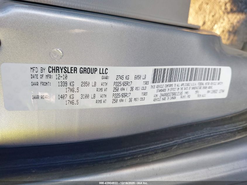 2011 Chrysler Town & Country Touring-L VIN: 2A4RR8DG7BR612105 Lot: 43904933