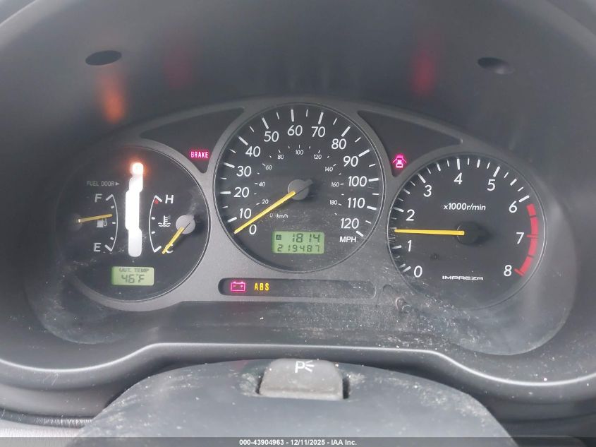 2002 Subaru Impreza Outback Sport VIN: JF1GG68582H810192 Lot: 43904963