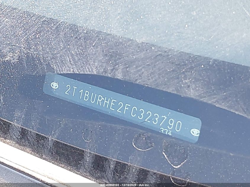 2015 Toyota Corolla L VIN: 2T1BURHE2FC323790 Lot: 43905103