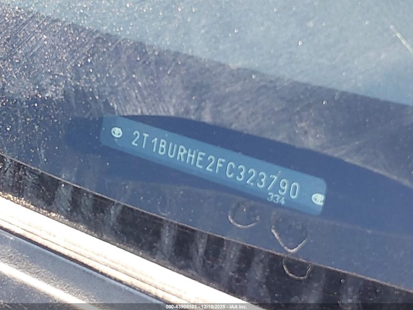 2015 Toyota Corolla L VIN: 2T1BURHE2FC323790 Lot: 43905103