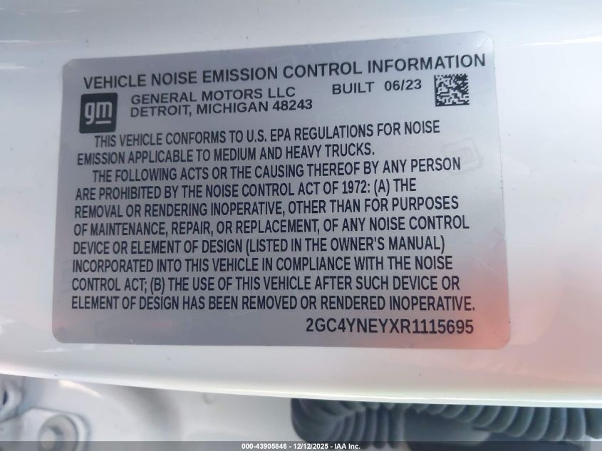 2024 Chevrolet Silverado 2500Hd 4Wd Standard Bed Lt VIN: 2GC4YNEYXR1115695 Lot: 43905846