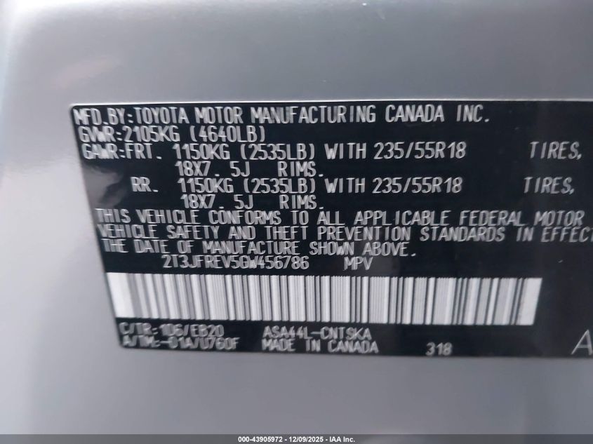 2016 Toyota Rav4 Se VIN: 2T3JFREV5GW456786 Lot: 43905972